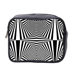 Black And White Stripes Mini Toiletries Bag (two Sides) by SpinnyChairDesigns