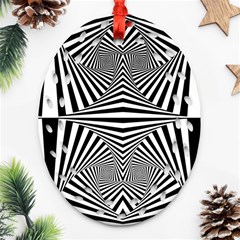 Black And White Stripes Ornament (oval Filigree)