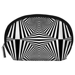 Black And White Stripes Accessory Pouch (large) by SpinnyChairDesigns