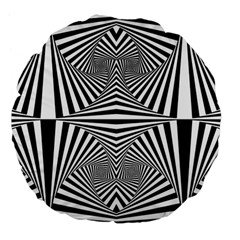 Black And White Stripes Large 18  Premium Flano Round Cushions by SpinnyChairDesigns