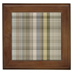 Beige Tan Madras Plaid Framed Tile by SpinnyChairDesigns