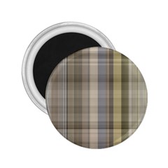 Beige Tan Madras Plaid 2 25  Magnets by SpinnyChairDesigns