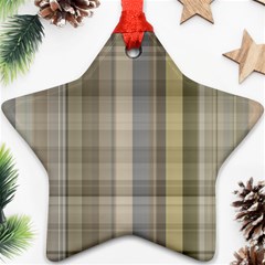 Beige Tan Madras Plaid Ornament (star)