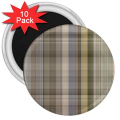 Beige Tan Madras Plaid 3  Magnets (10 Pack)  by SpinnyChairDesigns