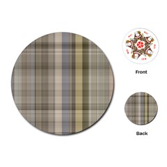 Beige Tan Madras Plaid Playing Cards Single Design (round) by SpinnyChairDesigns