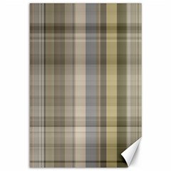 Beige Tan Madras Plaid Canvas 12  X 18  by SpinnyChairDesigns