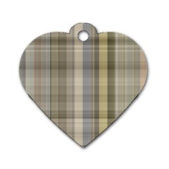 Beige Tan Madras Plaid Dog Tag Heart (one Side) by SpinnyChairDesigns