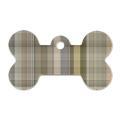 Beige Tan Madras Plaid Dog Tag Bone (two Sides) by SpinnyChairDesigns