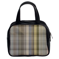 Beige Tan Madras Plaid Classic Handbag (two Sides) by SpinnyChairDesigns