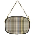 Beige Tan Madras Plaid Chain Purse (Two Sides) Front