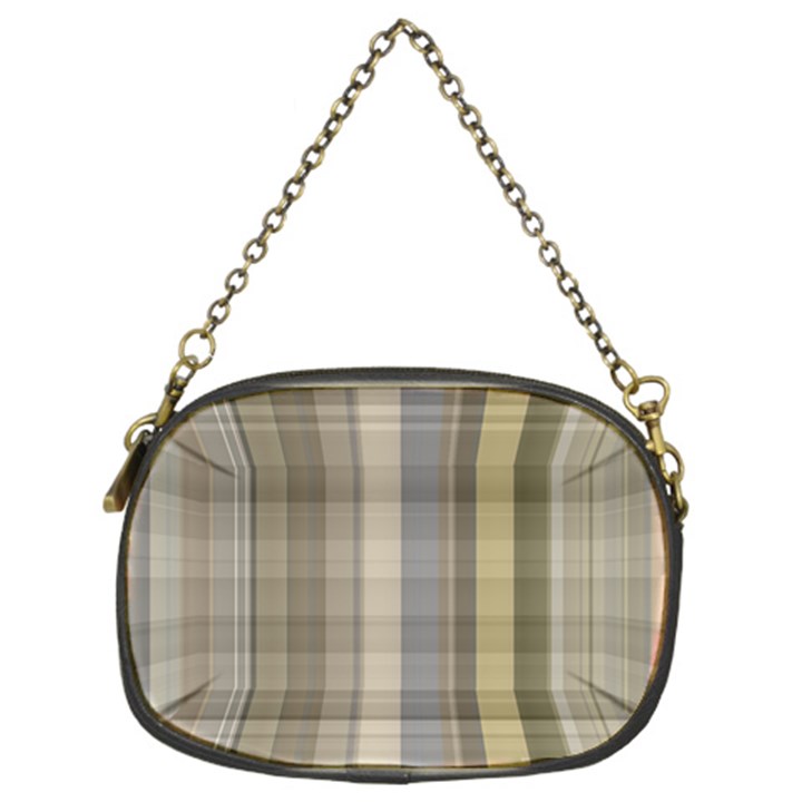 Beige Tan Madras Plaid Chain Purse (Two Sides)