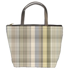 Beige Tan Madras Plaid Bucket Bag by SpinnyChairDesigns