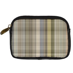 Beige Tan Madras Plaid Digital Camera Leather Case by SpinnyChairDesigns