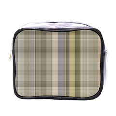 Beige Tan Madras Plaid Mini Toiletries Bag (one Side) by SpinnyChairDesigns