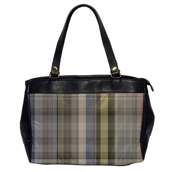 Beige Tan Madras Plaid Oversize Office Handbag