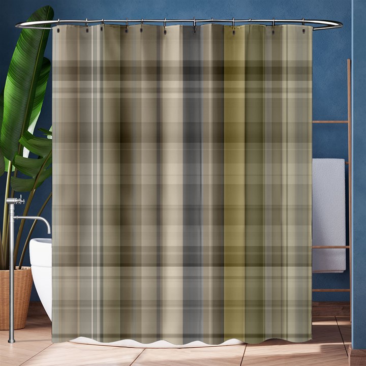 Beige Tan Madras Plaid Shower Curtain 60  x 72  (Medium) 