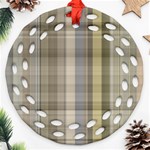 Beige Tan Madras Plaid Ornament (Round Filigree) Front