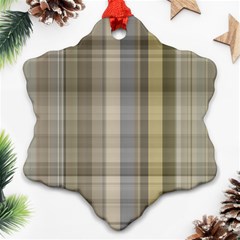 Beige Tan Madras Plaid Ornament (snowflake) by SpinnyChairDesigns