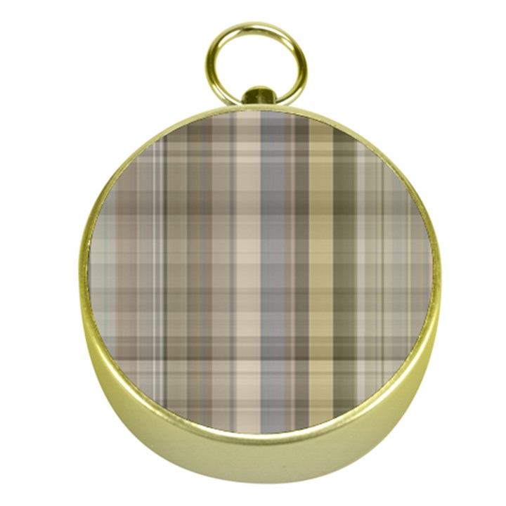 Beige Tan Madras Plaid Gold Compasses