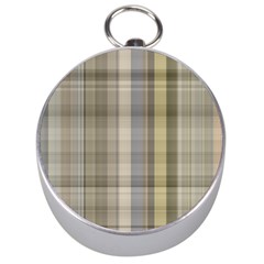 Beige Tan Madras Plaid Silver Compasses by SpinnyChairDesigns