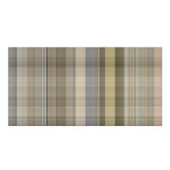 Beige Tan Madras Plaid Satin Shawl by SpinnyChairDesigns