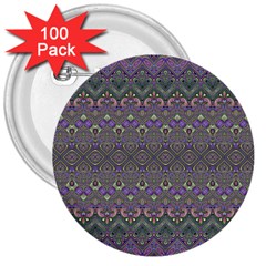 Boho Hearts And Flowers 3  Buttons (100 Pack)  by SpinnyChairDesigns