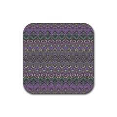 Boho Hearts And Flowers Rubber Coaster (square)  by SpinnyChairDesigns