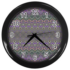 Boho Hearts And Flowers Wall Clock (black) by SpinnyChairDesigns