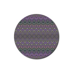 Boho Hearts And Flowers Rubber Round Coaster (4 Pack)  by SpinnyChairDesigns