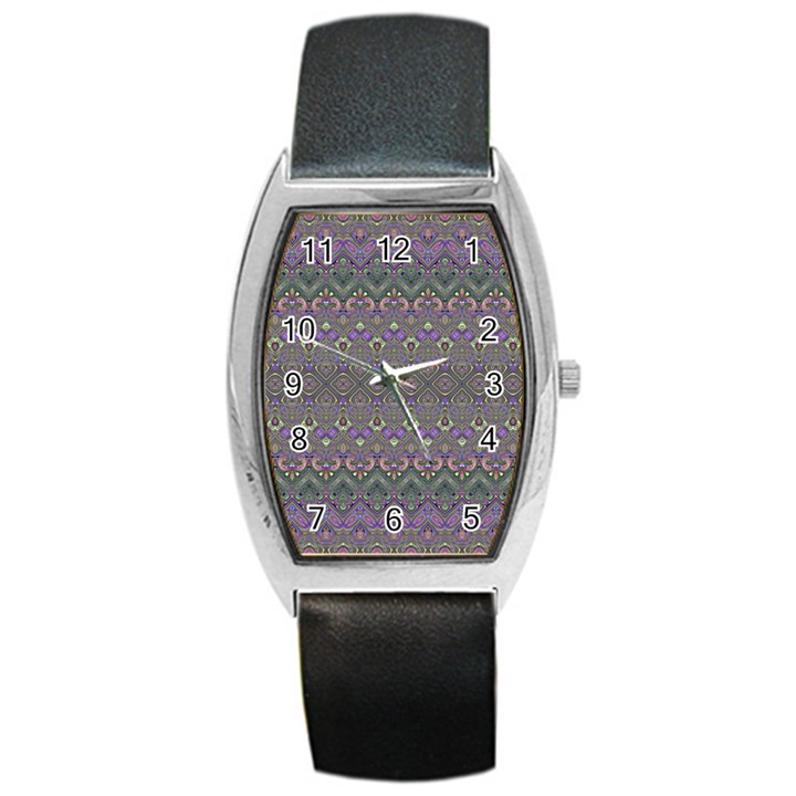 Boho Hearts and Flowers Barrel Style Metal Watch