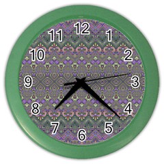 Boho Hearts And Flowers Color Wall Clock by SpinnyChairDesigns