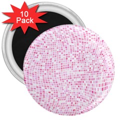 Pink And White Checkered 3  Magnets (10 Pack)  by SpinnyChairDesigns