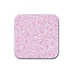 Pink and White Checkered Rubber Coaster (Square)  Front