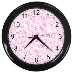 Pink And White Checkered Wall Clock (black) by SpinnyChairDesigns