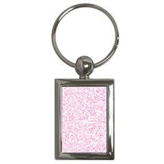 Pink And White Checkered Key Chain (rectangle) by SpinnyChairDesigns