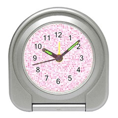 Pink And White Checkered Travel Alarm Clock by SpinnyChairDesigns