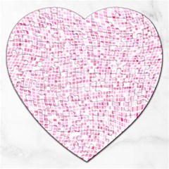 Pink And White Checkered Jigsaw Puzzle (heart) by SpinnyChairDesigns