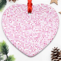 Pink And White Checkered Heart Ornament (two Sides) by SpinnyChairDesigns