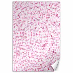 Pink And White Checkered Canvas 24  X 36  by SpinnyChairDesigns