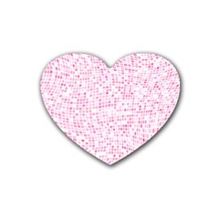 Pink And White Checkered Heart Coaster (4 Pack)  by SpinnyChairDesigns