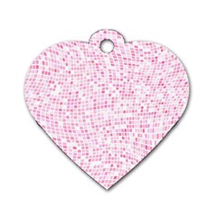 Pink And White Checkered Dog Tag Heart (one Side) by SpinnyChairDesigns