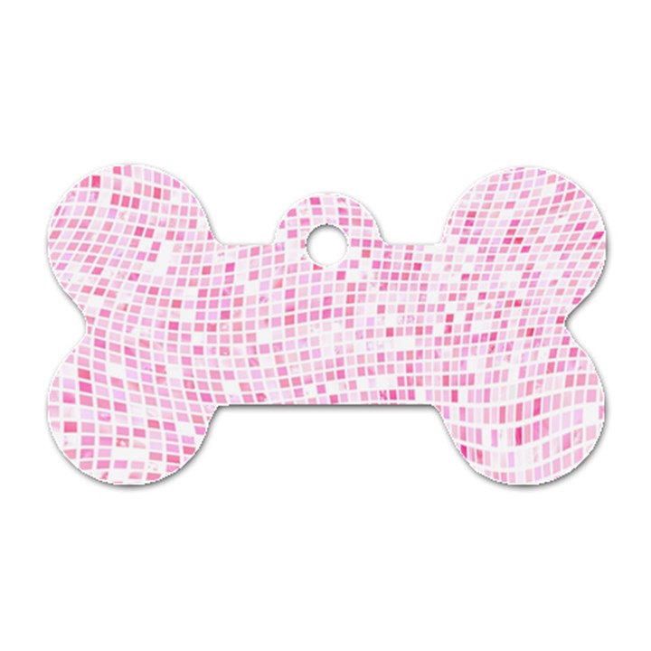 Pink and White Checkered Dog Tag Bone (One Side)