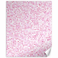 Pink And White Checkered Canvas 11  X 14  by SpinnyChairDesigns