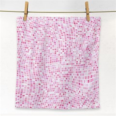 Pink And White Checkered Face Towel by SpinnyChairDesigns