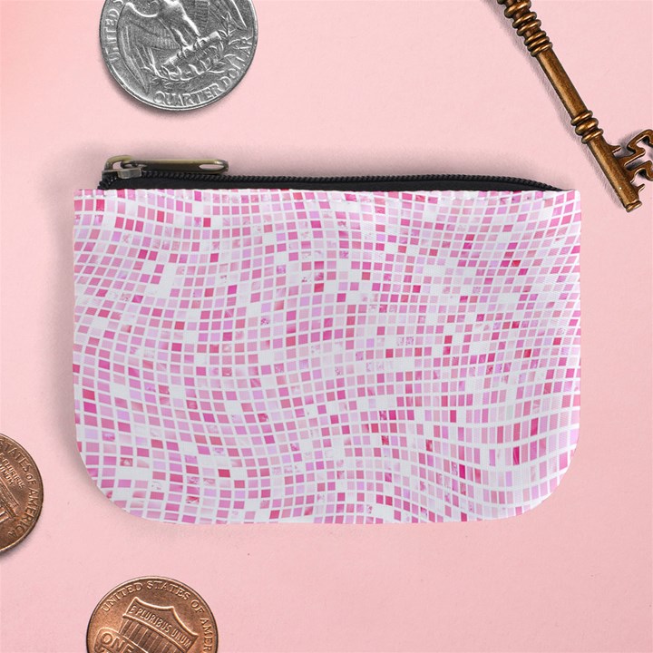 Pink and White Checkered Mini Coin Purse