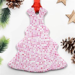 Pink And White Checkered Christmas Tree Ornament (two Sides) by SpinnyChairDesigns