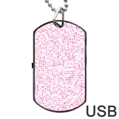 Pink And White Checkered Dog Tag Usb Flash (one Side) by SpinnyChairDesigns