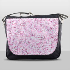 Pink And White Checkered Messenger Bag by SpinnyChairDesigns