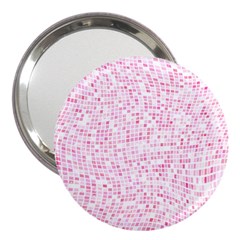 Pink And White Checkered 3  Handbag Mirrors by SpinnyChairDesigns