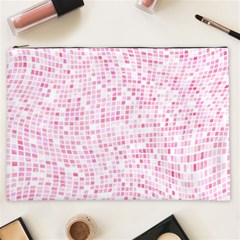 Pink And White Checkered Cosmetic Bag (xxl) by SpinnyChairDesigns